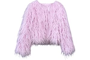 foefaik Winter Fluffy Faux Fur Coat Women's Shaggy Jacket Long Sleeve Outwear