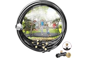 GLANT Misting Cooling System, 26FT (8M) Misting Line + 9 Brass Mist Nozzles + Brass Adapter(3/4") Outdoor Mister for Patio Garden Greenhouse Trampoline for Waterpark (26FT/8M)