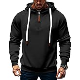 TRFIC Mens Quarter Zip Hoodie Sweatshirt Warm Fleece Long Sleeve Pullover Hoodies for Men