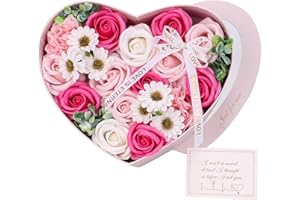 RIDDSEE Preserved Rose Gift Heart Soap Flower Preserved Flowers Bouquet Artificial Forever Flowers for Wife Girls Valentines Day,Mothers Day,Anniversary,Birthday,Christmas -Pink