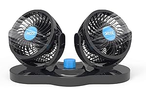 XOOL 12V Car Fans, Cooling Air Fan Powerful Dashboard Electric Car Fan Cigarette Lighter Low Noise 360 Degree Rotatable for Truck Vehicle Boat Van SUV RV