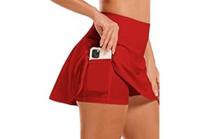 Stelle Women's Tennis Golf Skirts High Waisted with Pockets Inner Shorts for Athletic Skorts Sports Running Pickleball