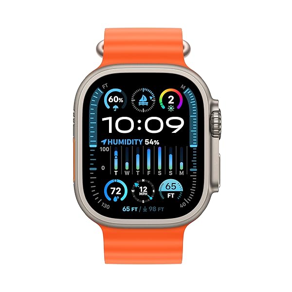 APPLE WATCH ULTRA 2 [GPS + CELLULAR, 49MM] – TITANIUM CASE WITH ORANGE OCEAN BAND, ONE SIZE (RENEWED)