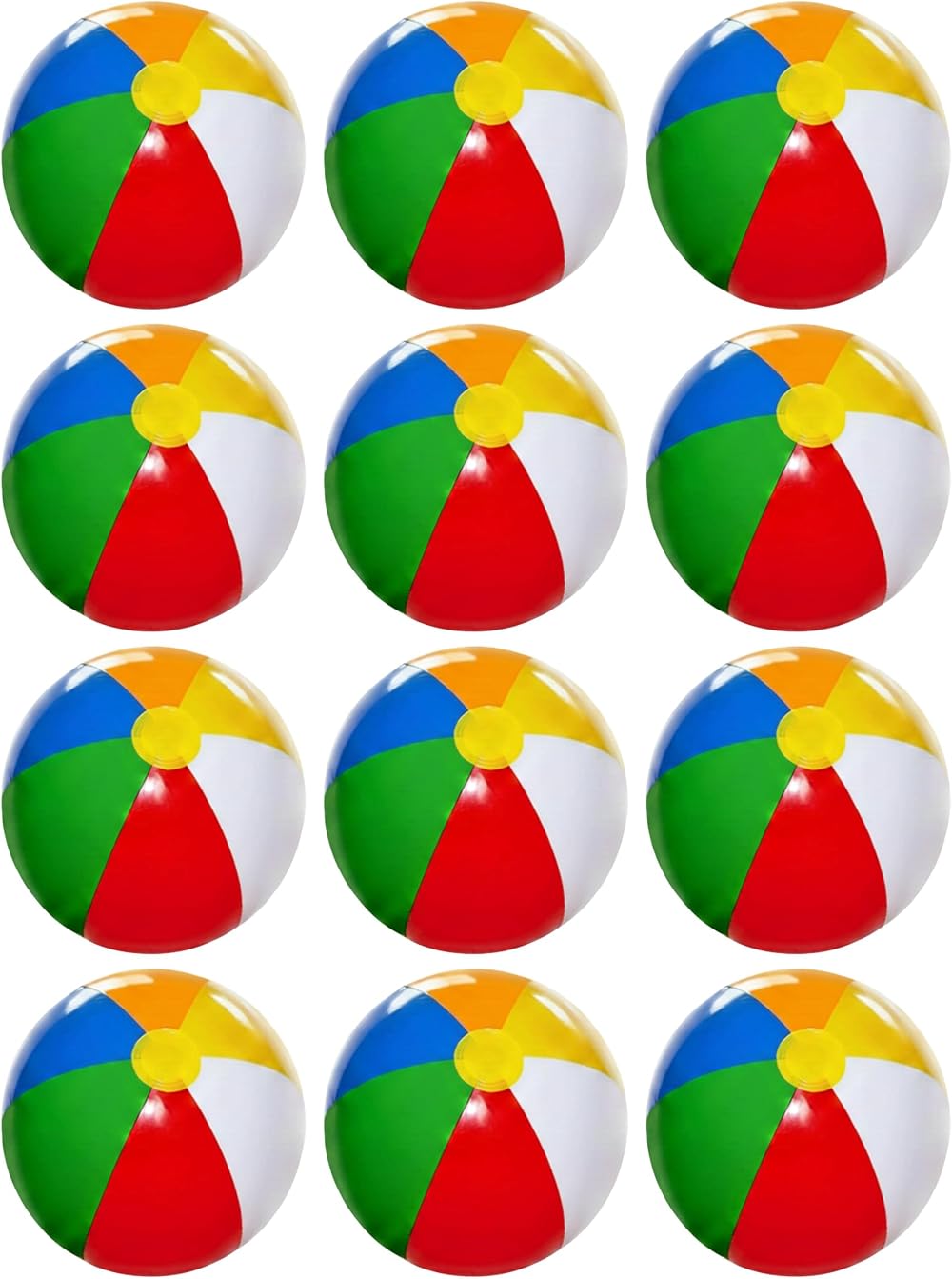 SHATCHI 12 Pcs 20 Inch Inflatable Rainbow Beach Ball Multicolour Pool Toy