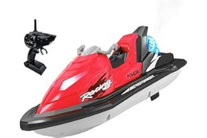 IOKUKI RC Boats for Kids & Adults, Remote Control Boat for Pools & Lakes with Rechargeable Toy Boat Battery/Dual Motors/Charger Cable & Low Power Prompt Motor Boat - Red