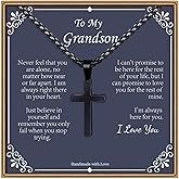 IEFLIFE Cross Necklaces Gifts for Men, Silver/Black/Gold Cross Necklace Box Chain Necklace for Men, Fathers Day Christmas Religious Baptism Christian Gift for Dad Son Boyfriend Husband Step Dad