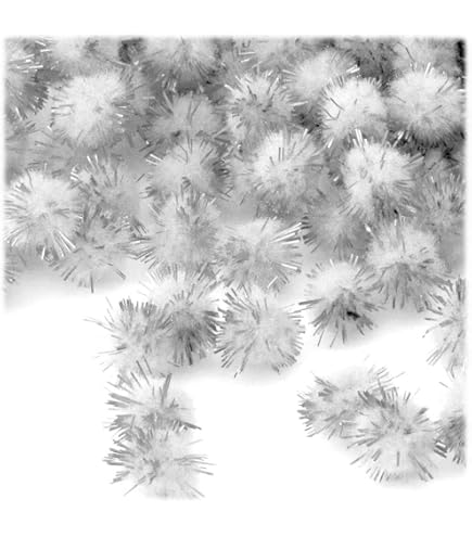 The Crafts Outlet Chenille Sparkly Pom Poms - 1-inch Pink, 10 Pack