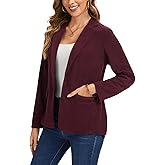 LADI TREND Women's Corduroy Blazers Casual Long Sleeve Notched Lapel Work Button Front Blazer Jackets Pocket