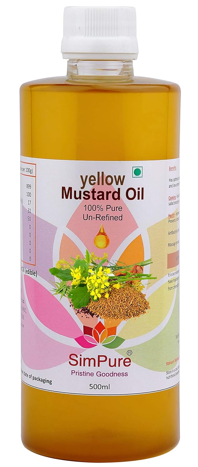 Simpure 100 Pure First Pressed Rai Ka Tail Yellow Mustard Oil 500ml Amazon In Grocery Gourmet Foods Najlepse price iz 1001 no. pure first pressed rai ka tail