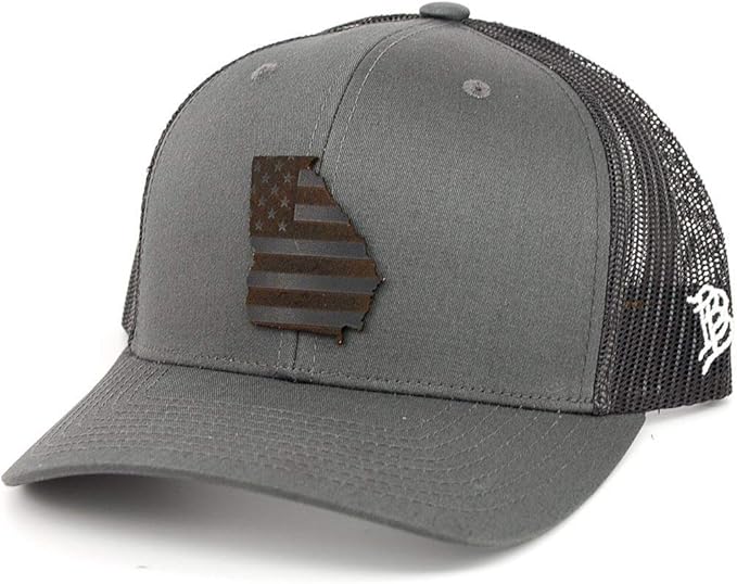 black leather trucker hat