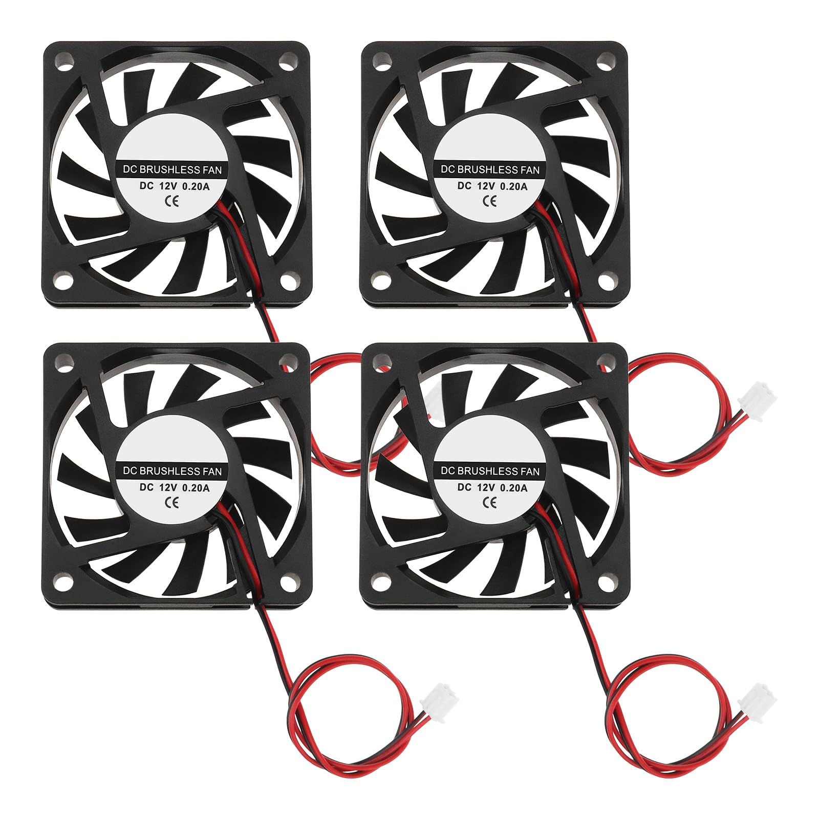 ECSiNG 4Pcs DC 12V 6010 Brushless Cooling Fan Oil bearings Fan 60x60x10mm for Cooling DIY PC Computer Case CPU Coolers Radiators Fan-2 Pin Case Fan