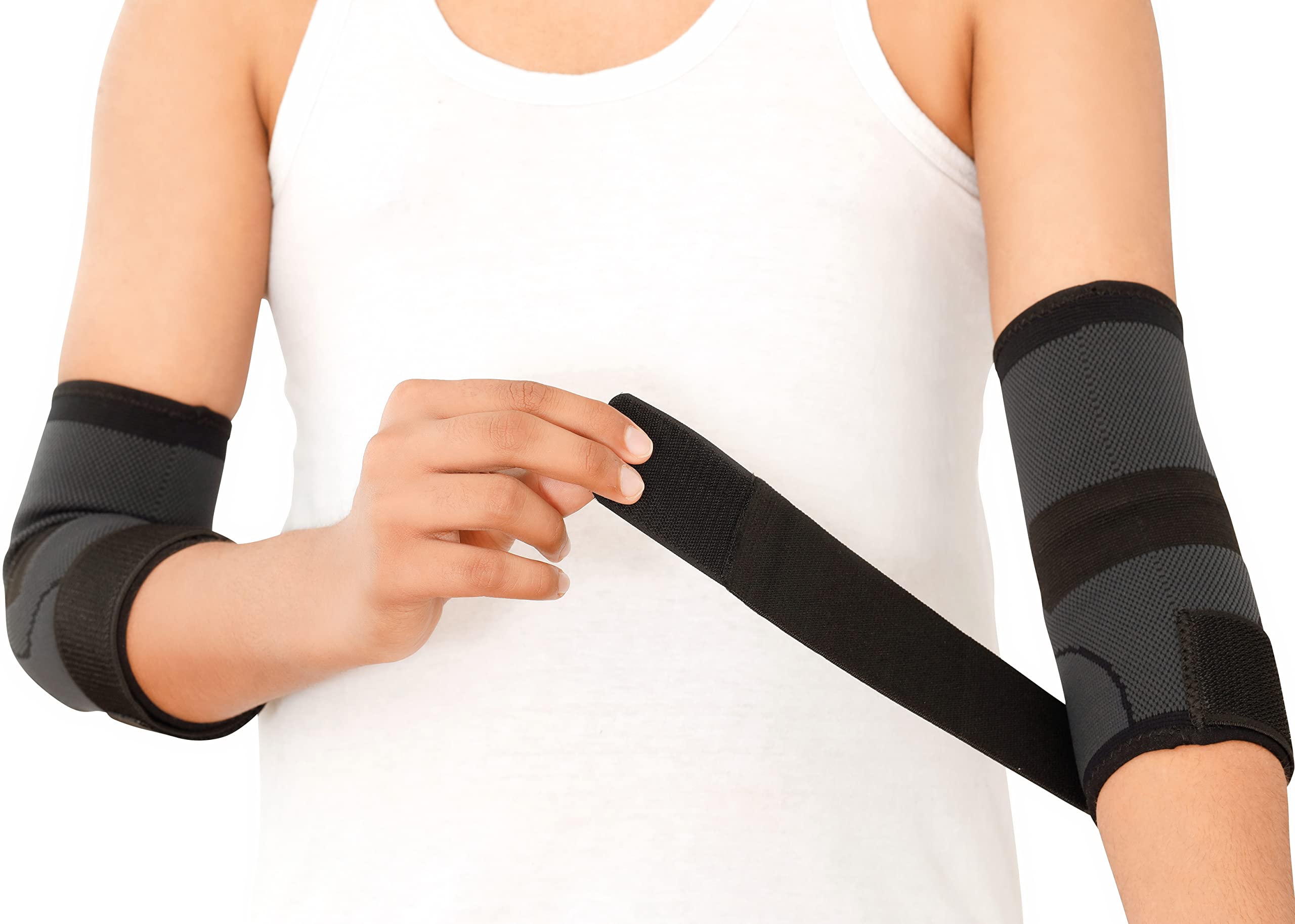 Rayyan Elbow Brace Compression Sleeves with Strap for Instant Joint Pain Relief for Tendonitis, Arthritis, Golf, Tennis, Workouts, Fitness, Weightlifting, Recovery Men and Women (M, 1)
