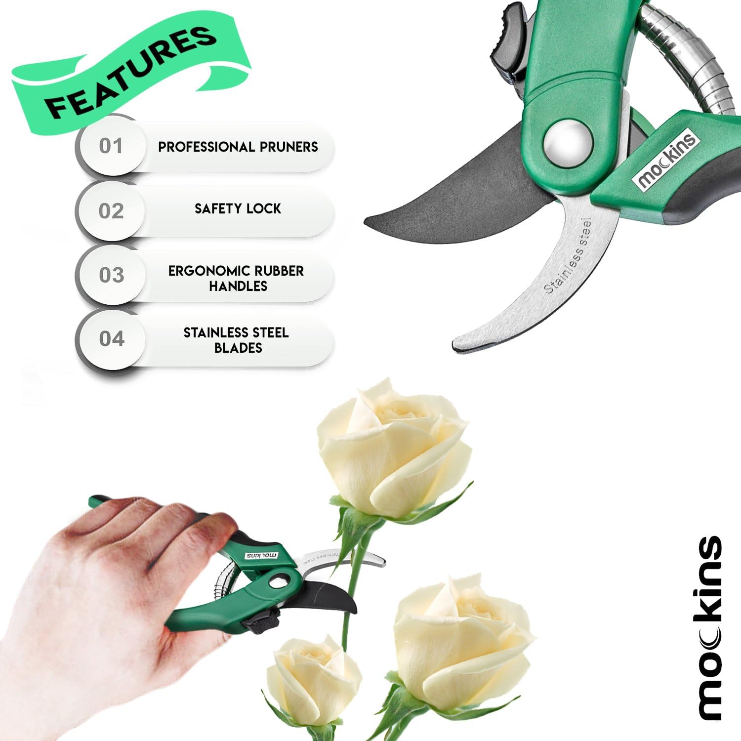 mockins professional heavy duty garden pruning shears