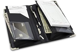 Brinero Premium Server Book, Newly Improved Bulk Pockets Stronger Magnets, 2 Pen Holders, Zipper Pocket, Firm Writing Surface