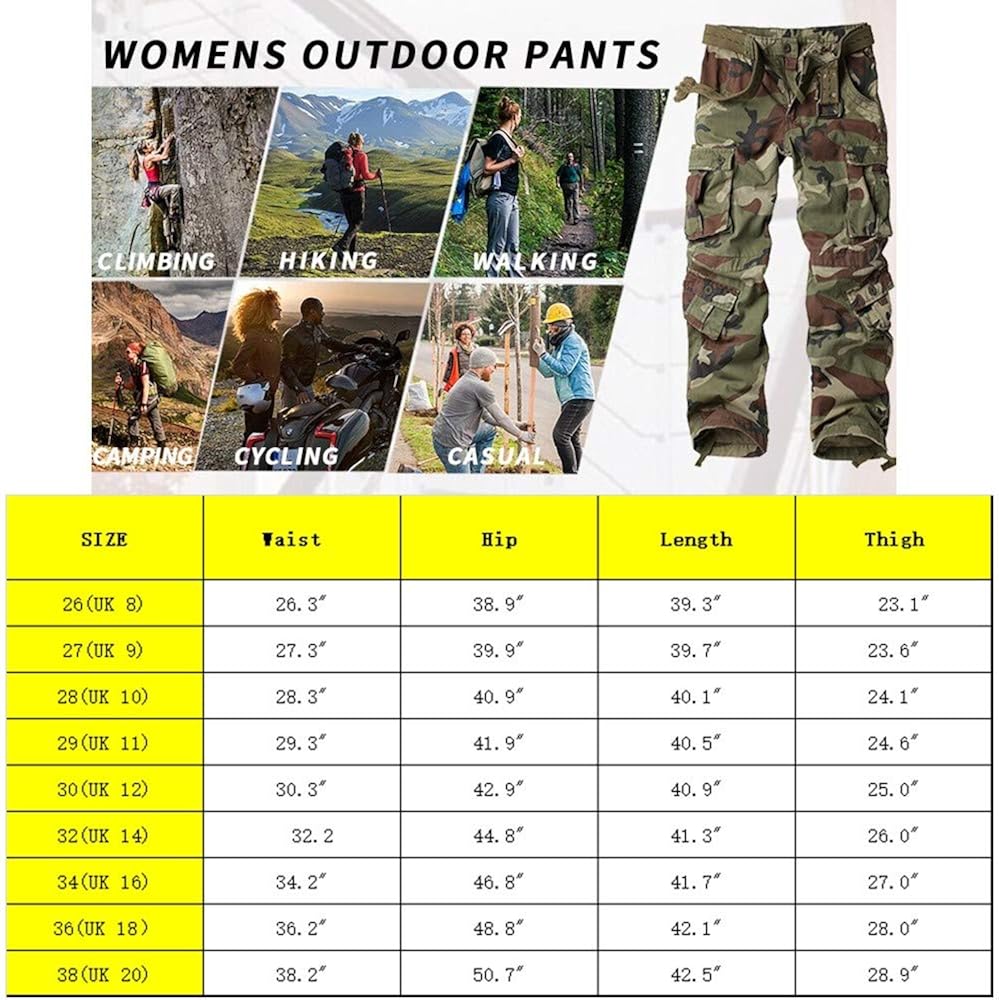 mosingle Womens Combat Camo Cargo Trousers Camouflage Army Military Tactical Work Pants