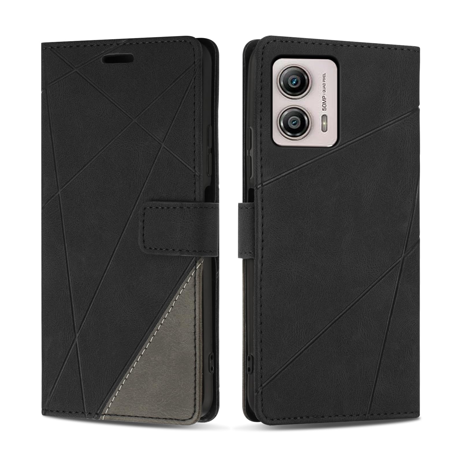 SONWO Case for MOTO G53 5G, PU Leather Flip Wallet Case Magnetic Closure Cover Card Slots Phone Case for MOTO G53 5G, Black — image 1