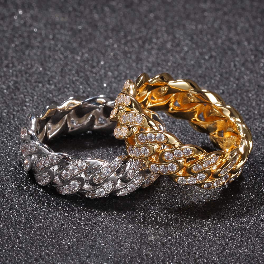 Hip Hop Ring Iced Out Bling Cuban Link 