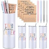 Geiserailie 16 Pcs Tiny Human Tamer Daycare Teacher Appreciation Gifts with Tumblers Pens Bracelets and Wish Cards for Women Babysitter Mom Daycare Preschool Kindergarten Teachers' Day Gifts