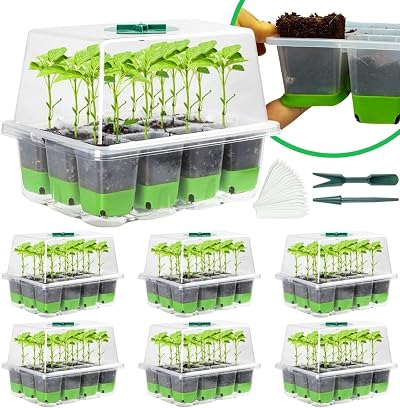 KAHEIGN 6Pcs Seed Starter Trays 72 Cells Silicone Propagator Kit with Lids