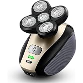 Bald Shavers for Men - Telfun Upgrade 5-in-1 Electric Head Shavers for Bald Men, 100% Waterproof Cordless Razor, Wet/Dry Shaving, 5 Dual Track Heads, Mess-Free Hair Capture