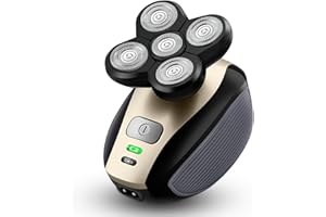 Bald Shavers for Men - Telfun Upgrade 5-in-1 Electric Head Shavers for Bald Men, 100% Waterproof Cordless Razor, Wet/Dry Shaving, 5 Dual Track Heads, Mess-Free Hair Capture