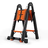 SINMEIRUN Telescoping Ladder, 20.3 FT, A Frame, 330 lbs Capacity; Orange | ANSI Certified, switches between A Frame and Extension Ladder; Collapsible Multi-Purpose for Home, Roof and RV