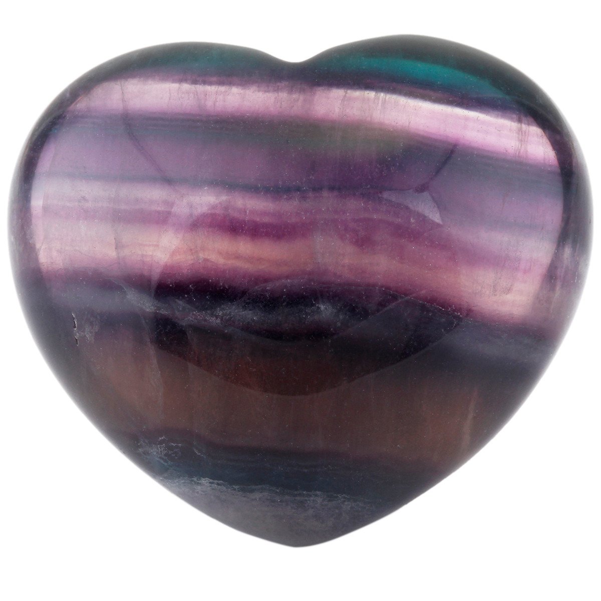 KYEYGWO Fluorite Puff Heart Healing Crystals Love Stone, Pocket Stones Palm Worry Stone for Reiki Meditation Balancing, 1.7" (1 PCS)