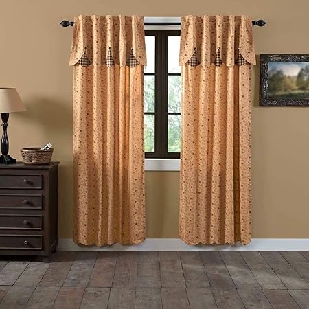 Amazon Com Tan Primitive Curtains Vhc Panel Pair Rod Pocket