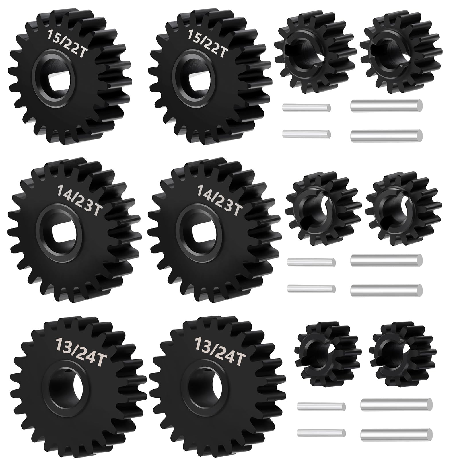 Photo 1 of WEFEINO 40CR Steel Overdrive Portal 15T/22T & Underdrive Portal 13T/24T & Stock Portal Gears 14T/23T Set for Redcat Ascent-18 1/18 Scale RC Rock Crawler Upgrades (15T/22T+13T/24T+14T/23T)