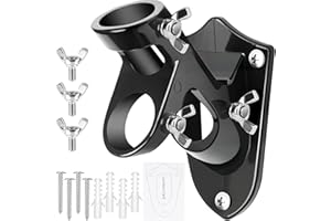 HPGOED Flag Pole Holder, Outside House Flag Pole Bracket, Heavy Duty Metal Flag Mount, Aluminum Alloy Mounting Brackets, Outdoor Flag Holder- Strong Rust Free, Dual Position 1 inch Black