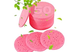 METUUTER 50 PCS Compressed Facial Sponges for Estheticians- 100% Natural Cellulose Face Sponge Professional Cosmetic Spa Sponges for Face Cleansing, Massage, Pore Exfoliating, Mask, Makeup Removal