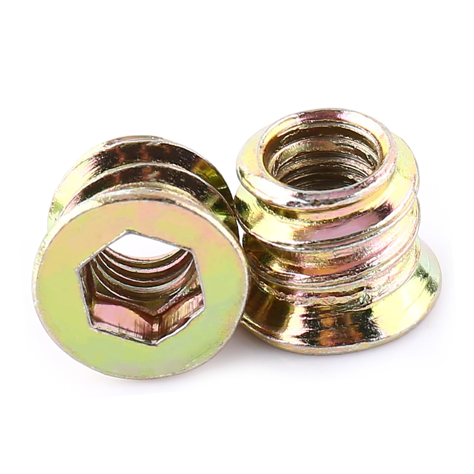 Fafeicy 20Pcs Zinc Plated Carbon Steel Hex Socket Drive Insert Nuts for Wood Furniture
