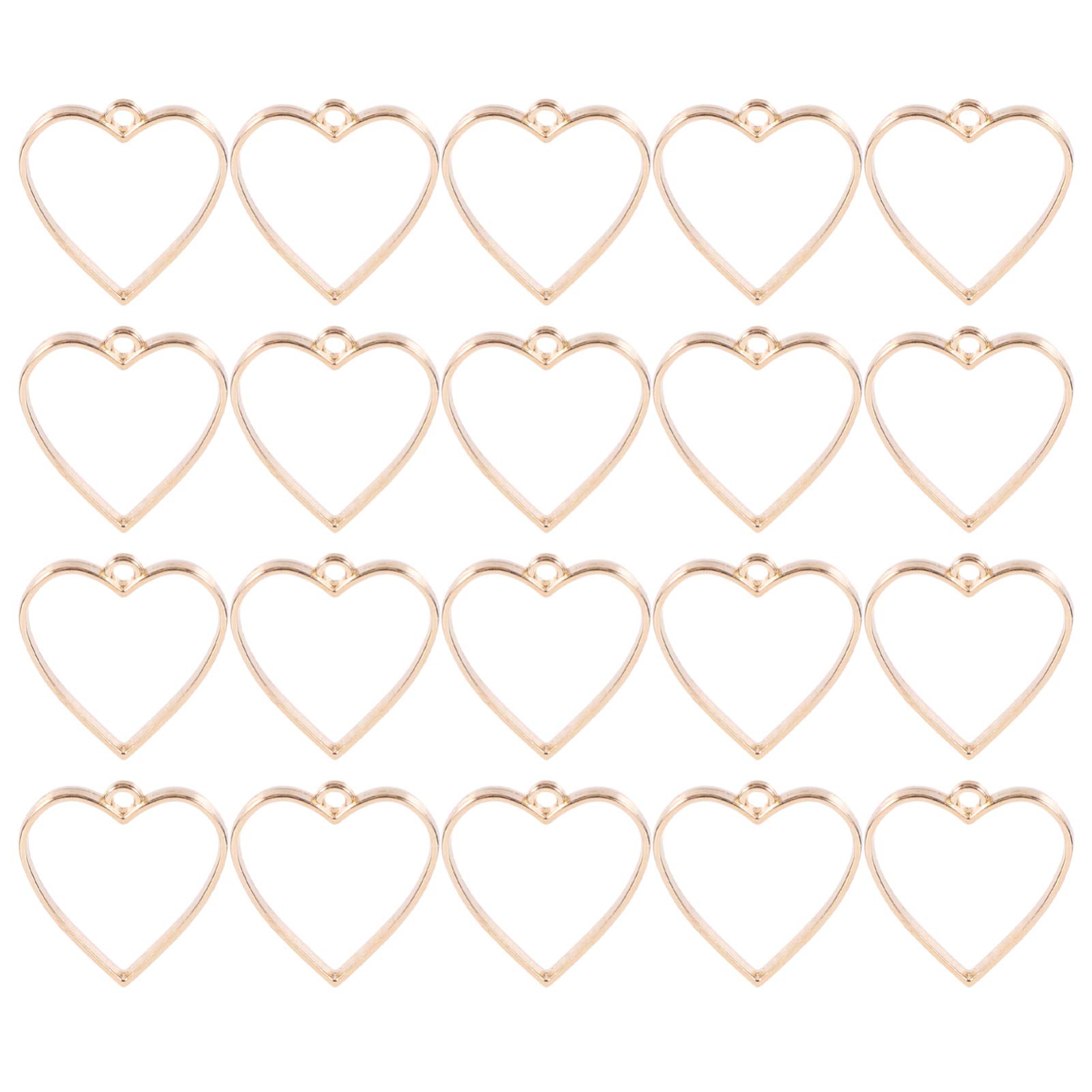 Milisten 20pcs Heart Shape Open Bezel Pendants Charms Resin Molds for Jewelry Findings DIY Pressed Flower Frame Hollow Trays for Wedding Valentines Day Earrings Necklace Gold