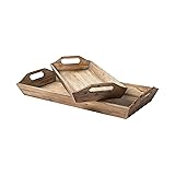 Set of 2 Natural Brown Wood with Grains and Knots