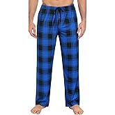 SWOMOG Mens Pajama Pants Soft Sleepwear Pant Lounge Pj Bottoms with Drawstring & Button Fly & Pockets