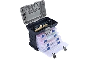 KINJOEK Fishing Tackle Box Kit, Portable 4 Layers Fishing Accessory Box Case, Fishing Tackle Storage for Fresh Water and Salt