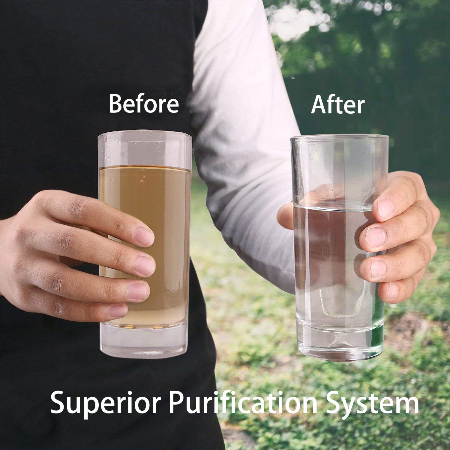 Survimate Filtered Water Bottle BPA Free with 4-Stage Intergrated Filter Straw for Camping, Hiking, Backpacking and Travel : Sports & Outdoors