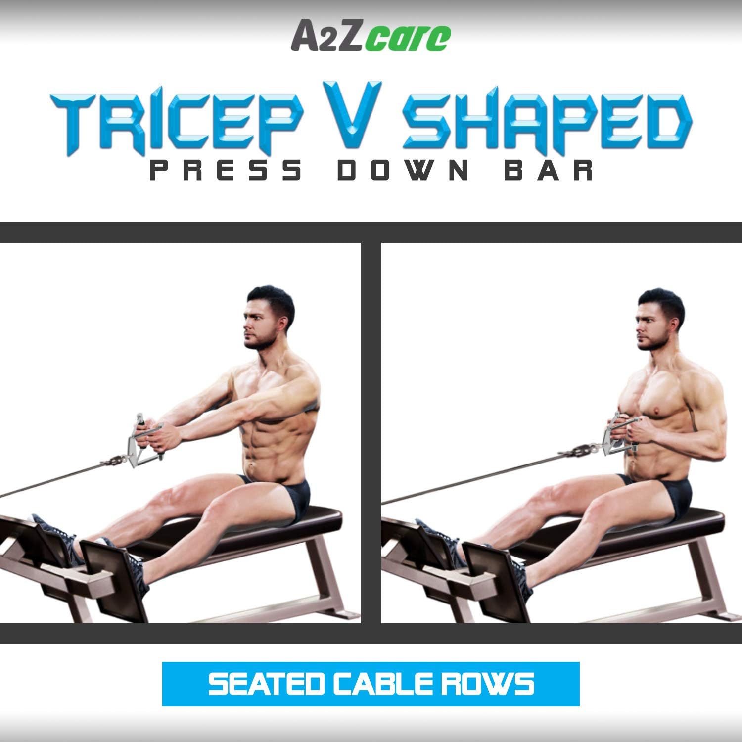 A2ZCARE Combo Tricep Press Down Cable Attachment | Multi-Option: Double D Handle, V-Shaped Bar, Tricep Rope, Rotating Straight Bar (V Handle+Tricep Rope+Rotating Bar+V-Shaped Bar) : Sports & Outdoors