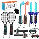 Uxilep Switch Sports Games Accessories Bundle for Nintendo Switch 2 (2025),12 in 1 Family Party Pack for Switch 2 Accessories Kit with Tennis Rackets,Golf Clubs,Chambara Swords,Leg Straps & Joycon Grips