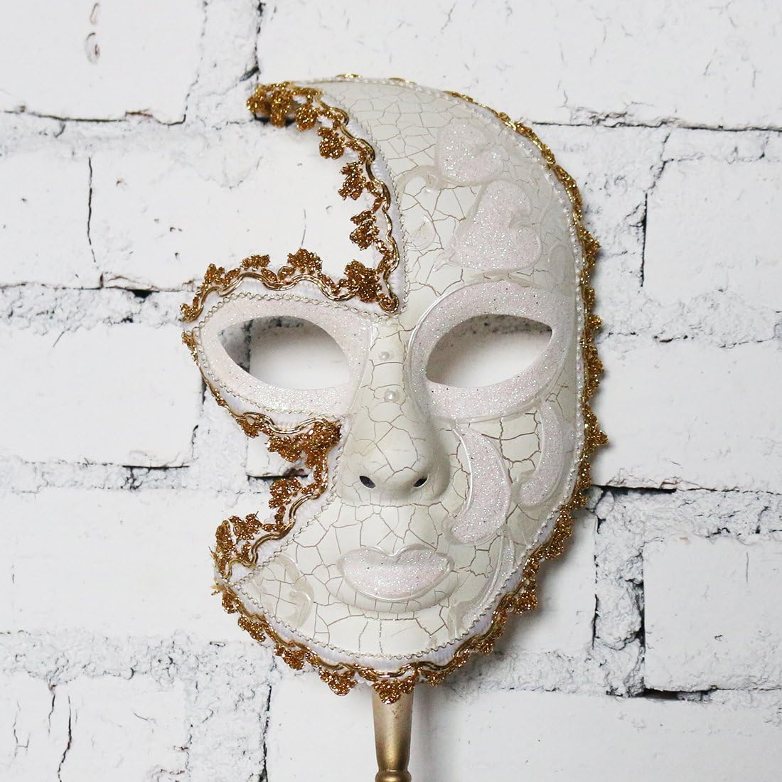 YUFENG Women Hand-held Mask, Venetian Costume Masquerade Mask on Stick, Color7, 19inchLx5inchW - Image 5
