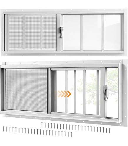 Melkus Shed Window 2-Pack, 10x29 Inch Fixed Transom Window With Tempered Glass, Black Aluminum Frame For Outdoor Buildings