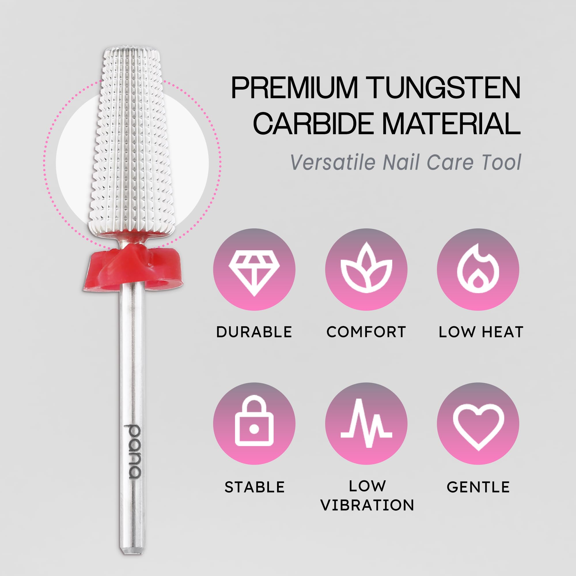 PANA Nail Carbide 5 in 1 Bit - Two Way Rotate use for Both Left and Right Handed - Fast Remove Acrylic or Hard Gel - 3/32