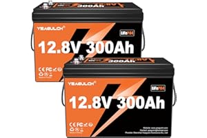 YEAGULCH 2 Packs 12V 300Ah LiFePO4 Battery 200A BMS 3840Wh Lithium Iron Phosphate Battery Up to 15000+ Deep Cycles Perfect for RV Camping Marine Solar Energy Storage Backup Power