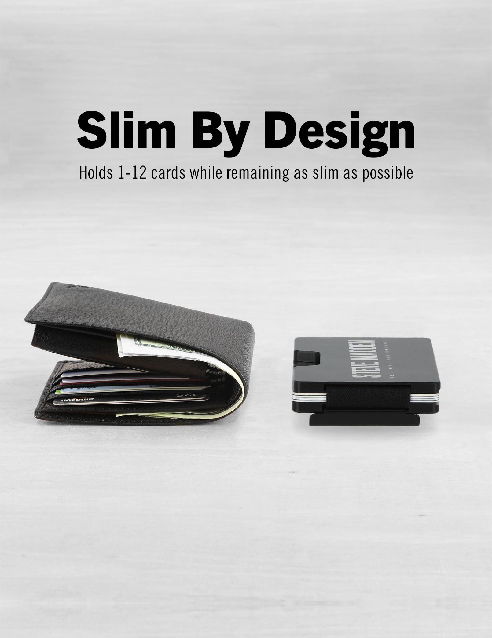 Steve Madden Men's Minimalist Wallet Credit Card Holder Removable Money Clip, Black, 3.5 x .25 x 2, Black, 3.5 x .25 x 2, Minimalist Wallet for Men Credit Card Holder Removable Money Clip