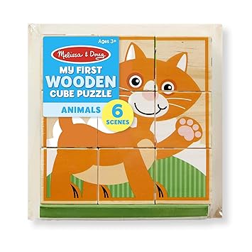 Melissa & Doug My First Wooden Animal Cube Puzzle (9 Pcs) in Tray Puzzle
