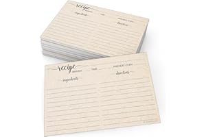 321Done Recipe Cards, Made in USA - 4x6 Tan, Simple Script, Double-Sided Thick Cardstock, Cute Vintage Rustic Kraft Look for Bridal Shower Wedding Housewarming Gift - Pack of 50