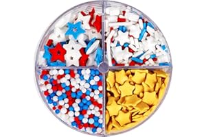 SUGGOZO 4th of July, Patriotic Sprinkles for Cake Decorating, Red White Blue Sprinkles, 110g/3.88oz, Cupcake Decoration, Cupcake Toppings, Ice Cream(Red/White/Blue)