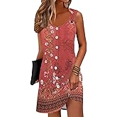 ETCYY Sun Dresses for Women 2026 Vacation Beach Swimsuit Coverups Sundresses Button Down Sleeveless Summer Dress