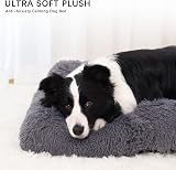 Jaspuriea Large Dog Bed 105x70x10 cm Calming Plush Crate Mattress Dark Grey view 2