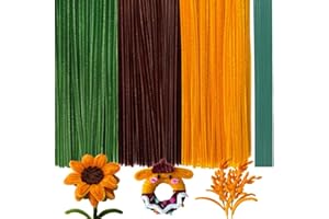 AHAMETON 300Pieces Sunflower Color Pipe Cleaners with 20Pieces Flower Stems, Pipe Cleaner Crafts for DIY Art and Craft Projects Creative Gift Party Decorations, Chenille Stems